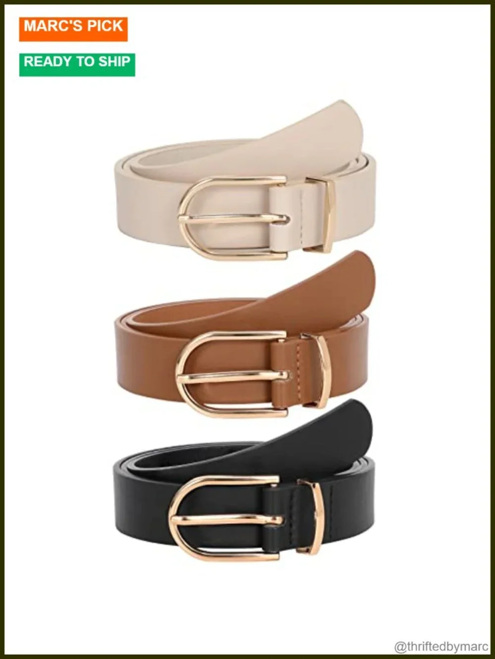 Women's Faux Leather Belt with Gold Buckle